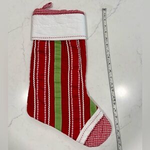 Pottery Barn Red and Green Velvet Christmas Stocking